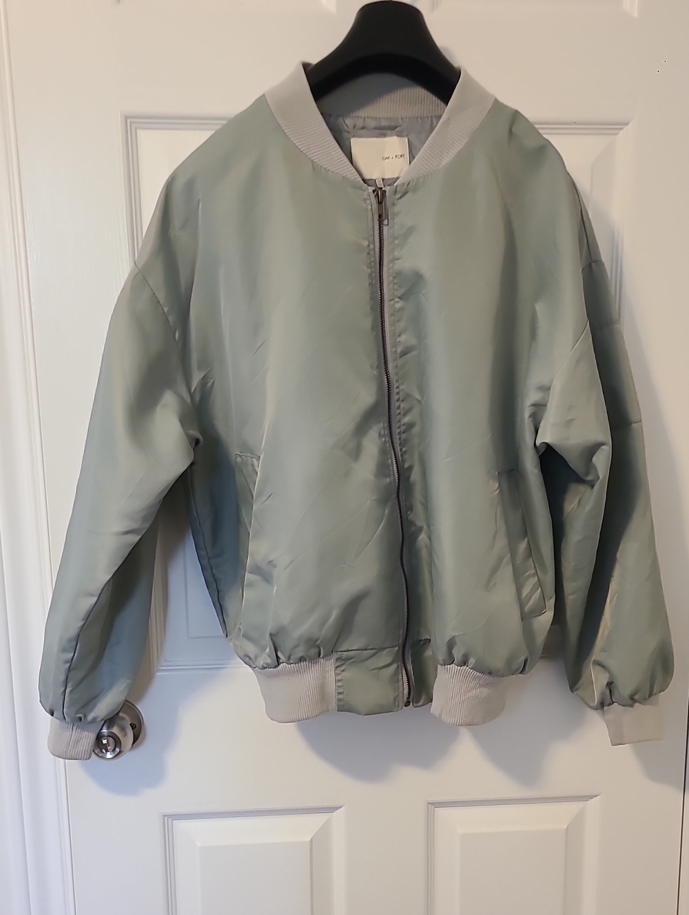 OAK + FORT Sage Green Lightweight Bomber Jacket